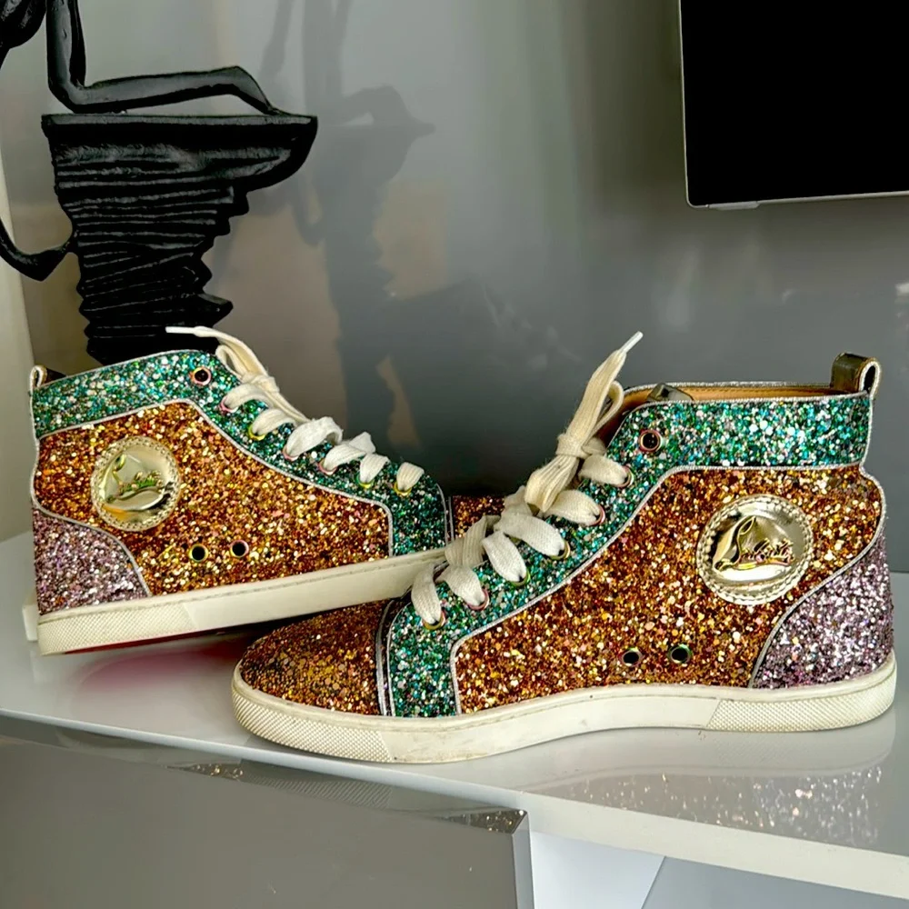 ✨Host Pick ✨Christian Louboutin Bip Bip Glitter Womens Orlato Flat - Picture 1 of 7